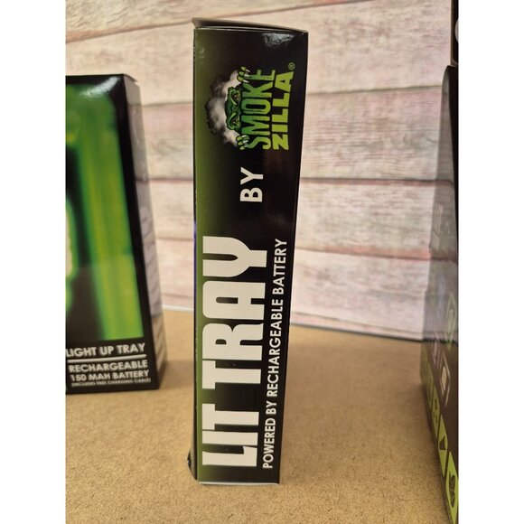 Smokezilla Lit Tray Light-Up Rechargeable Rolling Tray With Green & White Smokzi - Picture 2 of 6